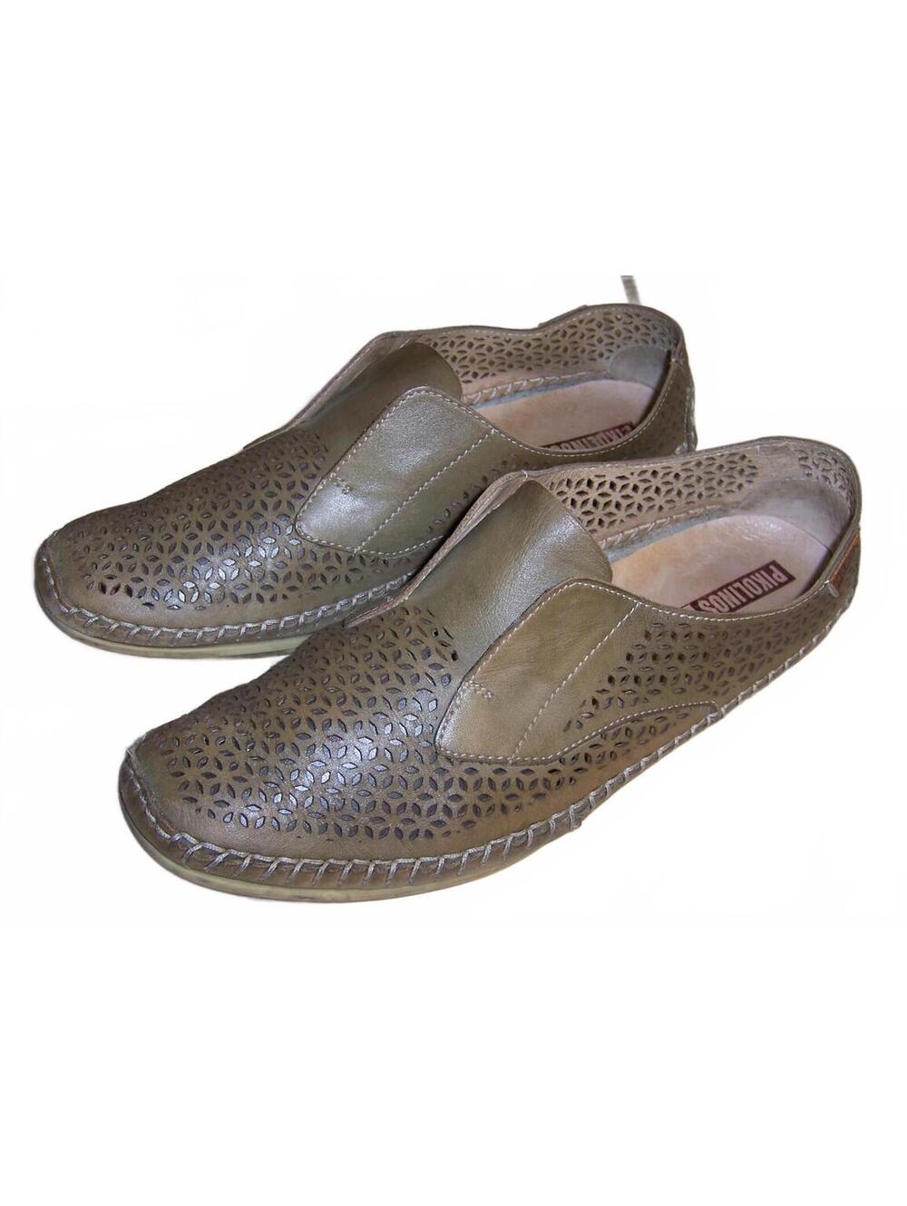 PIKOLINOS Laser-Cut Leather Comfort Slip-On Flats 38/US 7.5